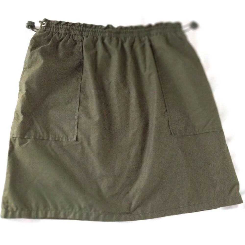 B Moss Vintage Women Skirt Dark Olive Green Two Pockets Adjustable Waist Medium